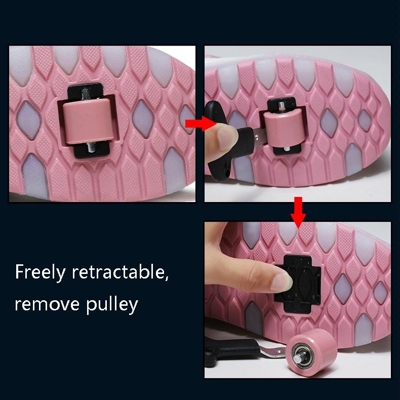 Rechargeable Light Wheel Skating Shoes for Kids - Size 36 Two-wheeled - Pink