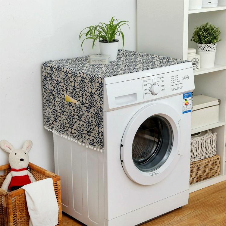 Kitchen Refrigerator and Washing Machine Dustproof Cover - 55x130cm - Blue And White Porcelain