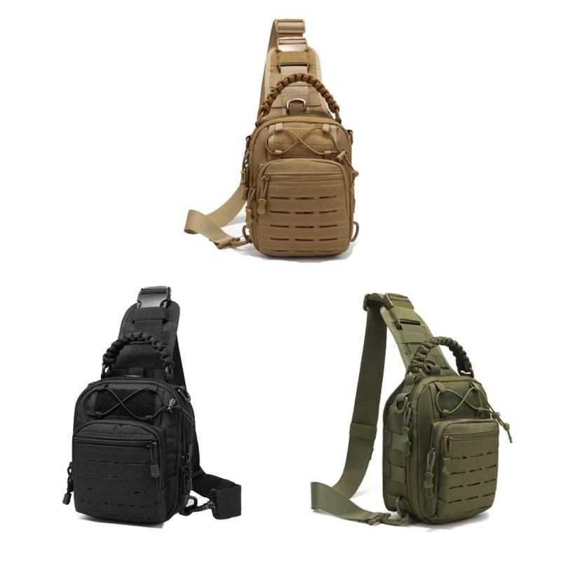Multifunctional Laser Cut Crossbody Bag For Outdoor Sports - Khaki