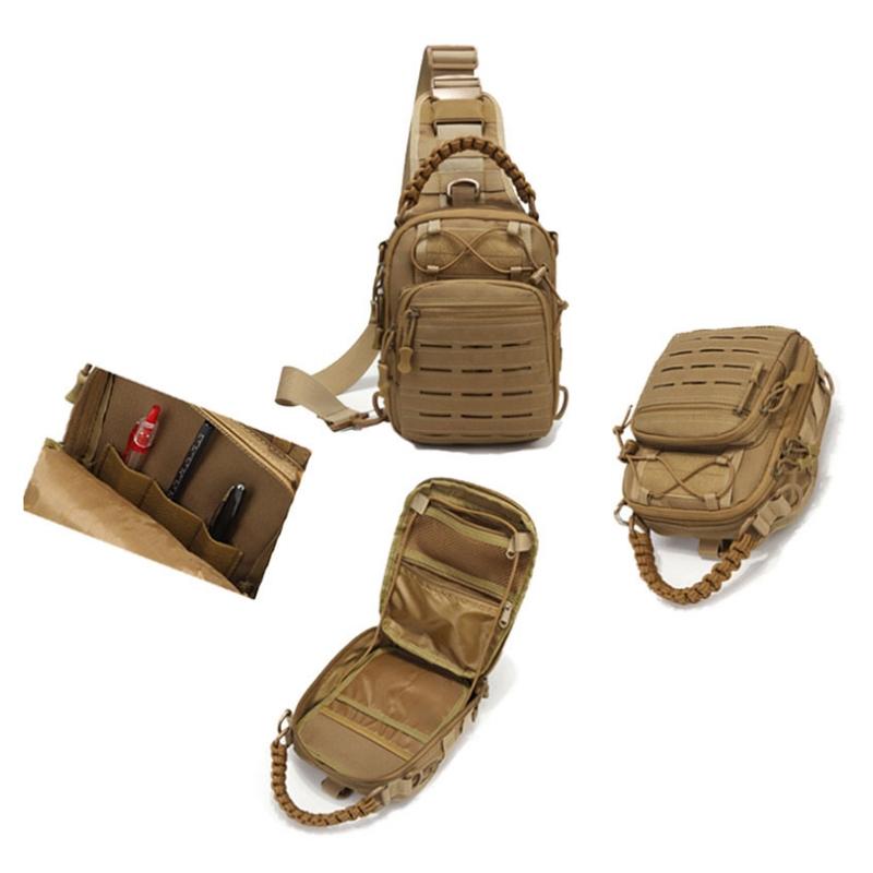 Multifunctional Laser Cut Crossbody Bag For Outdoor Sports - Khaki