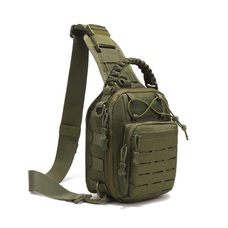Multifunctional Laser Cut Crossbody Bag For Outdoor Sports - Khaki
