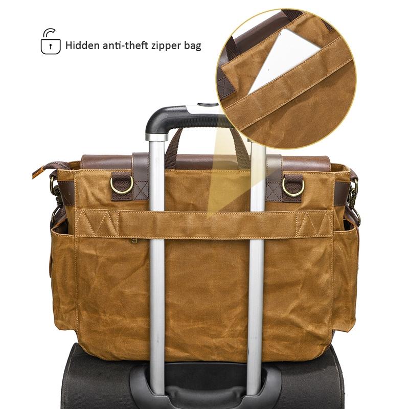 Leather Waxed Canvas Crossbody Bag For Outdoors - S11 Gray