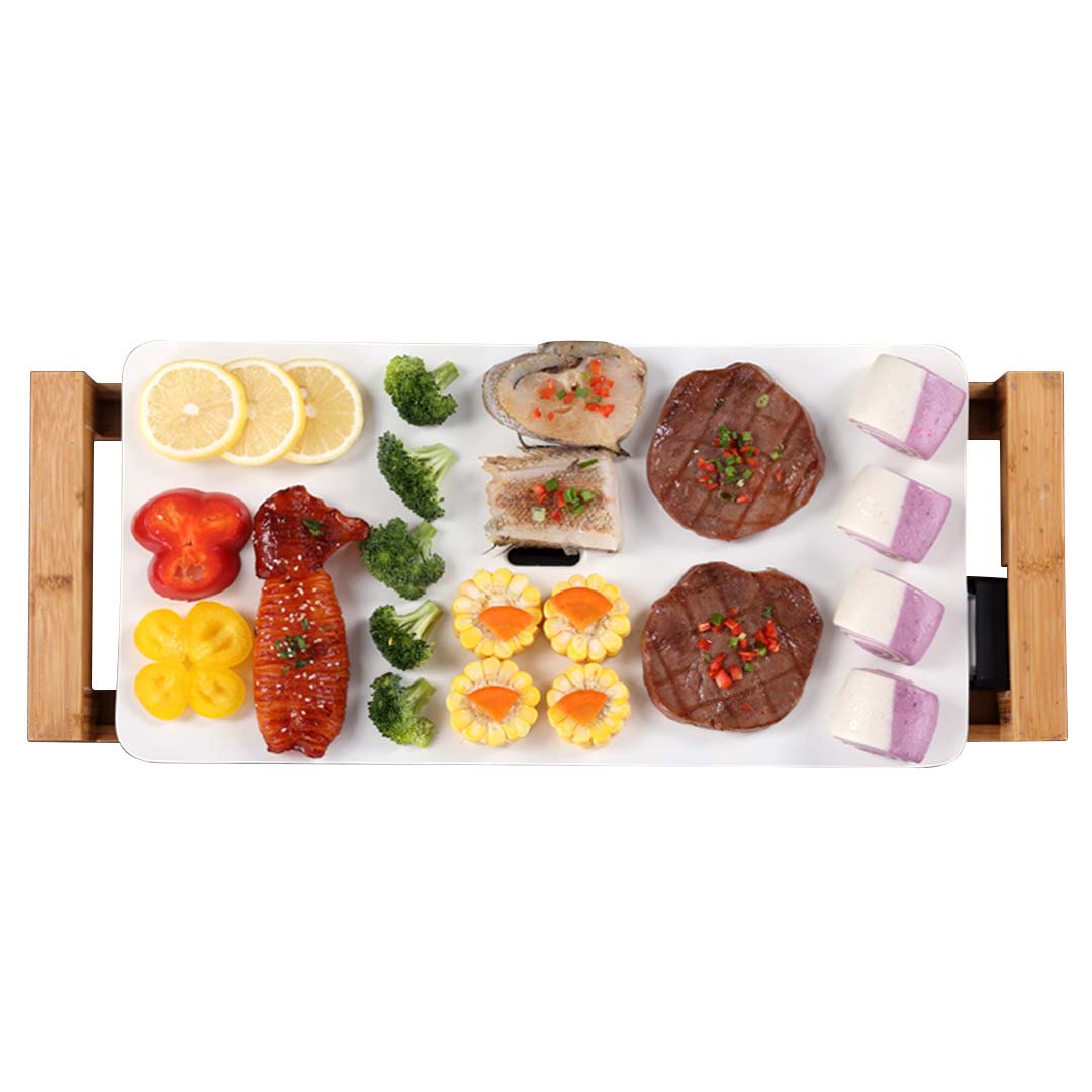 SOGA Electric Ceramic BBQ Grill Non-Stick Surface Hot Plate For Indoor & Outdoor White