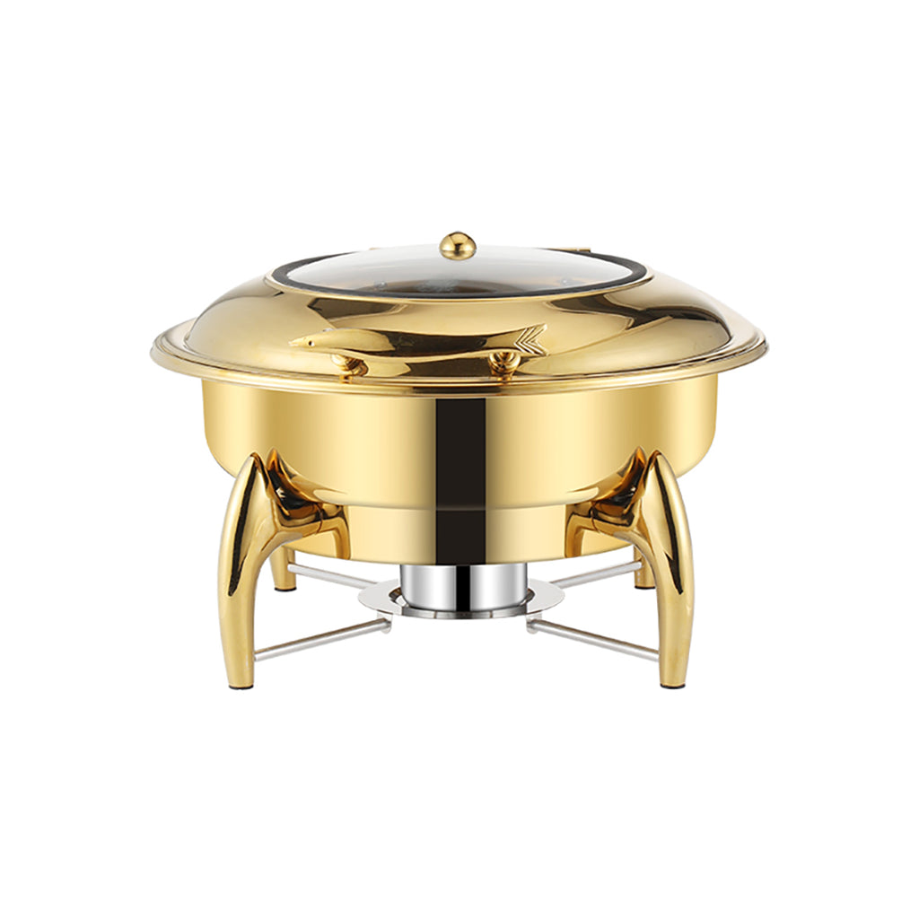 SOGA Gold Plated Stainless Steel Round Chafing Dish Tray Buffet Cater Food Warmer Chafer