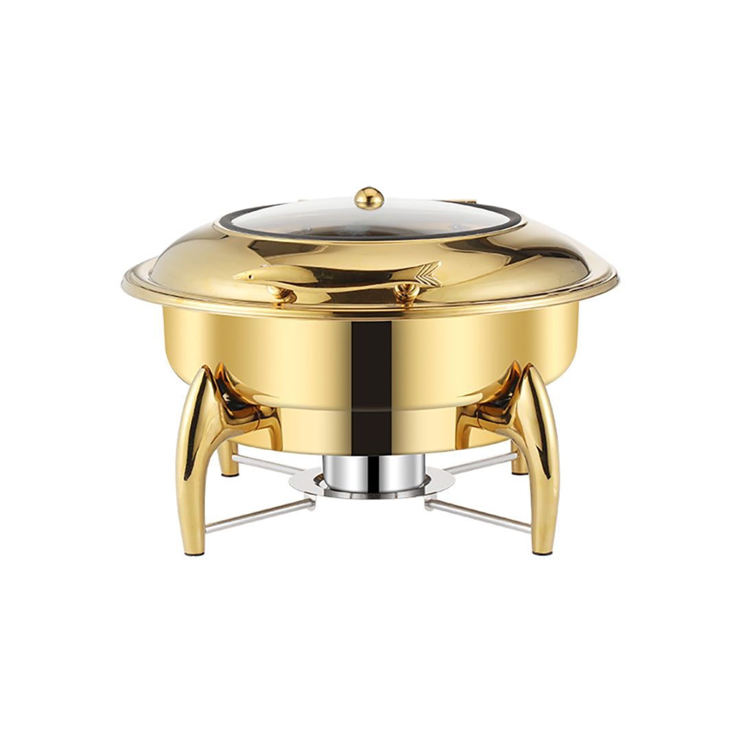 SOGA Gold Plated Stainless Steel Round Chafing Dish Tray Buffet Cater Food Warmer Chafer