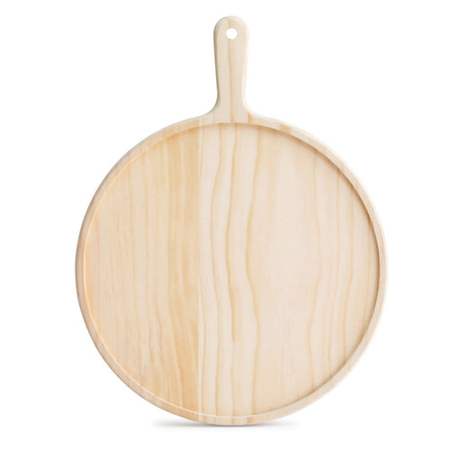 10 inch Round Premium Wooden Pine Food Serving Tray Charcuterie Board Paddle Home Decor — view 1
