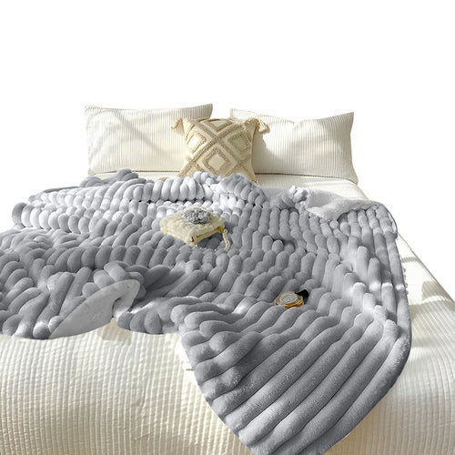 150x200cm Throw Blanket Smoke Gray Premium Milk Velvet Luxuriously Soft Cozy Bedding — view 1