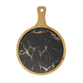 SOGA 30cm Black Circle Wooden Serving Tray Slate Steak Serving Platter Chopping Board