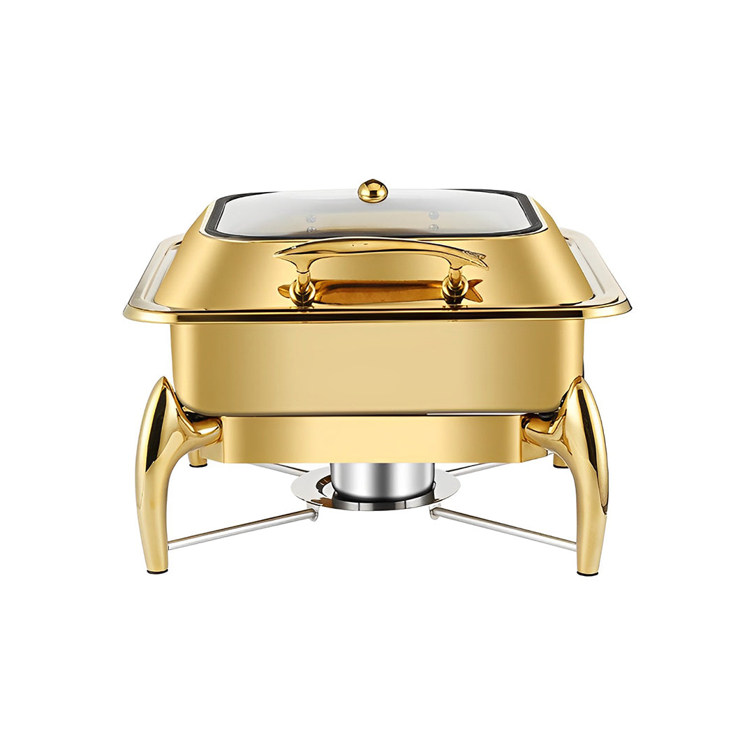 SOGA Gold Plated Stainless Steel Square Chafing Dish Tray Buffet Cater Food Warmer Chafer