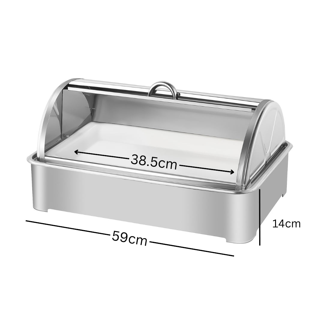 SOGA 59x38.5cm Silver Color Ceramic Serving Bowl Chafing Dish For Kitchen Essential
