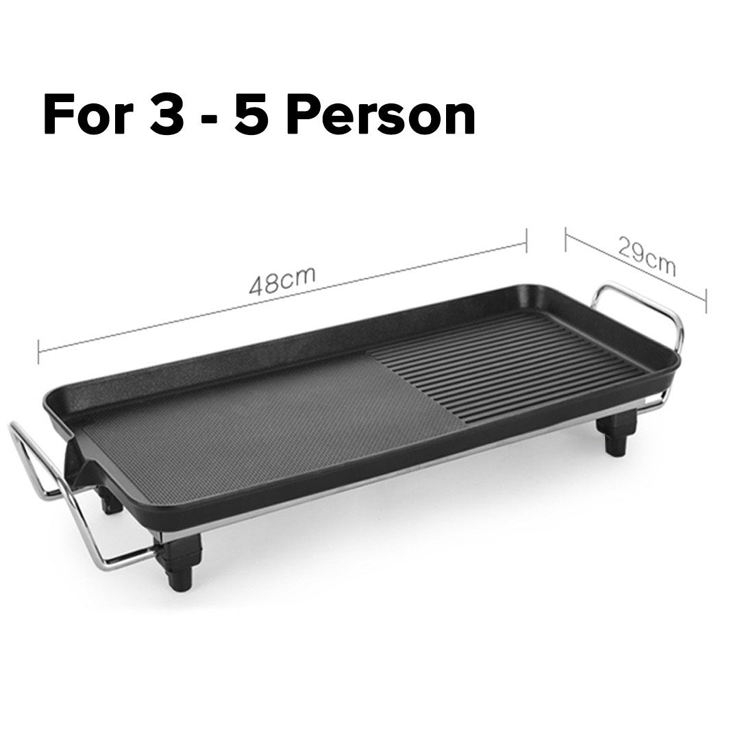 SOGA 48cm Electric BBQ Grill Teppanyaki Tough Non-Stick Surface Hot Plate Kitchen 3-5 Person