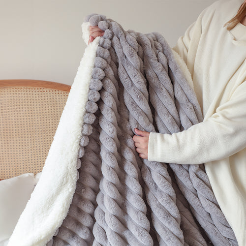 150x200cm Throw Blanket Smoke Gray Premium Milk Velvet Luxuriously Soft Cozy Bedding — view 2