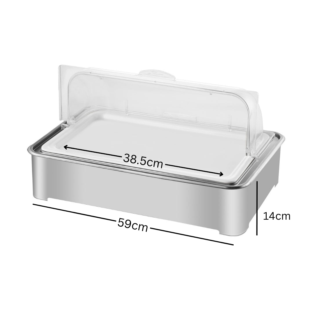SOGA 59x38.5cm Silver Color Ceramic Serving Bowl Chafing Dish For Kitchen Essential