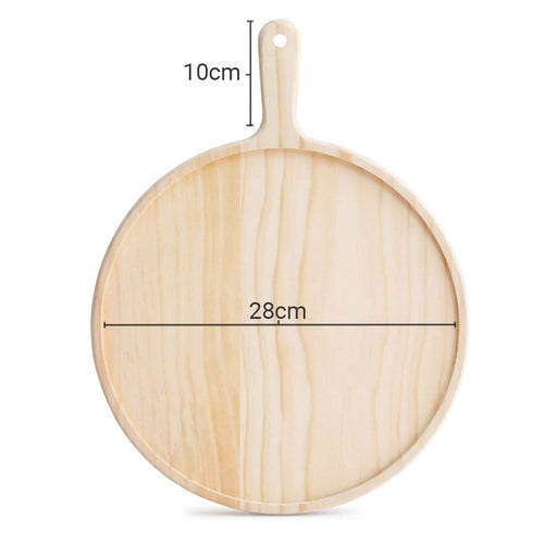 11 inch Round Premium Wooden Pine Food Serving Tray Charcuterie Board Paddle Home Decor — view 2
