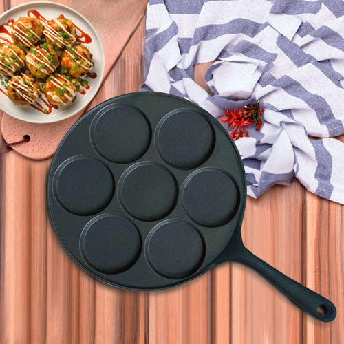 23cm Cast Iron Takoyaki Fry Pan Octopus Balls Maker 7 Hole Cavities Grill Mold — view 2