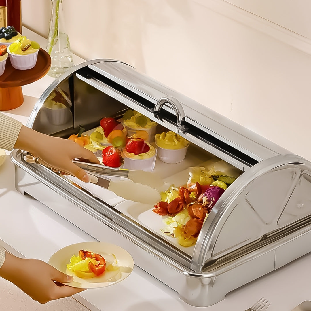 SOGA 59x38.5cm Silver Color Ceramic Serving Bowl Chafing Dish For Kitchen Essential