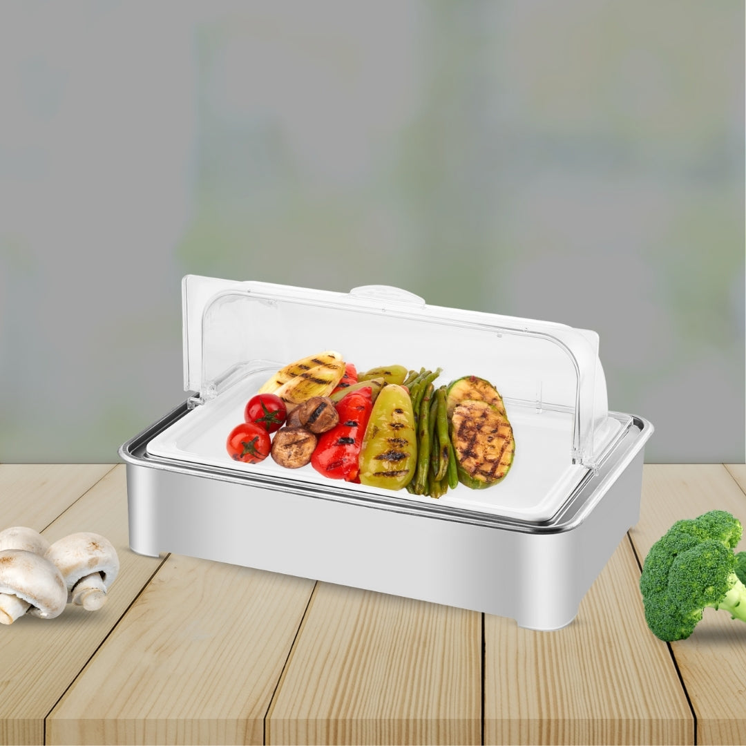 SOGA 59x38.5cm Silver Color Ceramic Serving Bowl Chafing Dish For Kitchen Essential