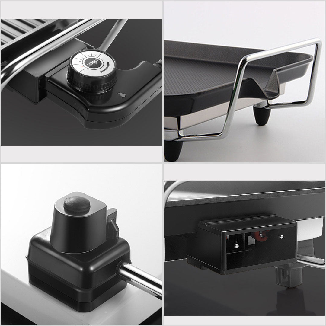 SOGA 48cm Electric BBQ Grill Teppanyaki Tough Non-Stick Surface Hot Plate Kitchen 3-5 Person