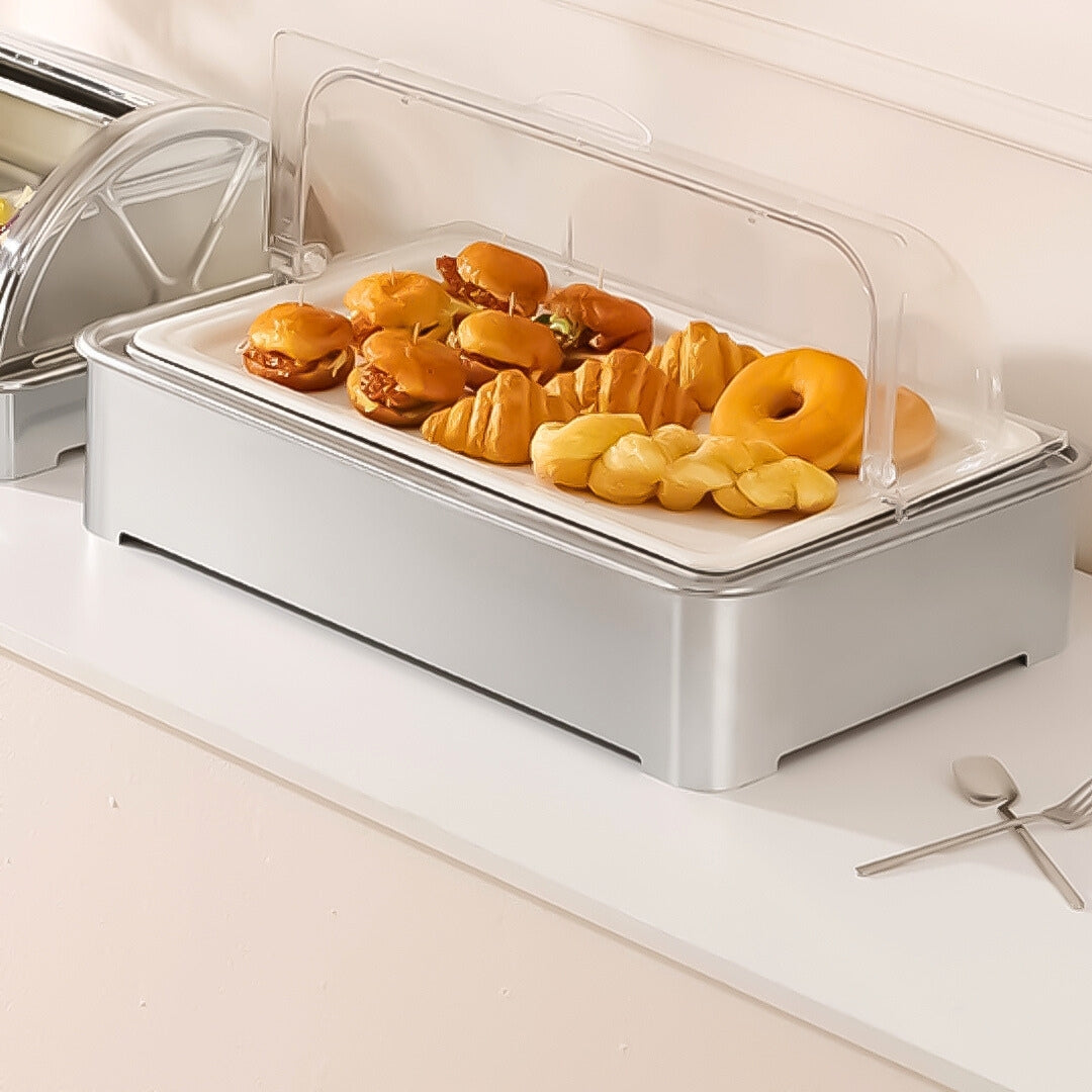SOGA 59x38.5cm Silver Color Ceramic Serving Bowl Chafing Dish For Kitchen Essential