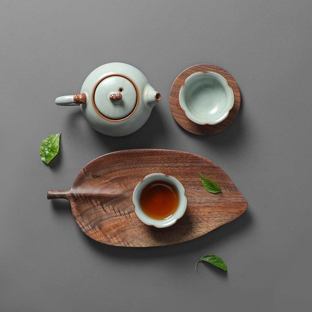 SOGA Set Of 2 Walnut Leaf Shape Wooden Tray Food Charcuterie Serving Board Paddle