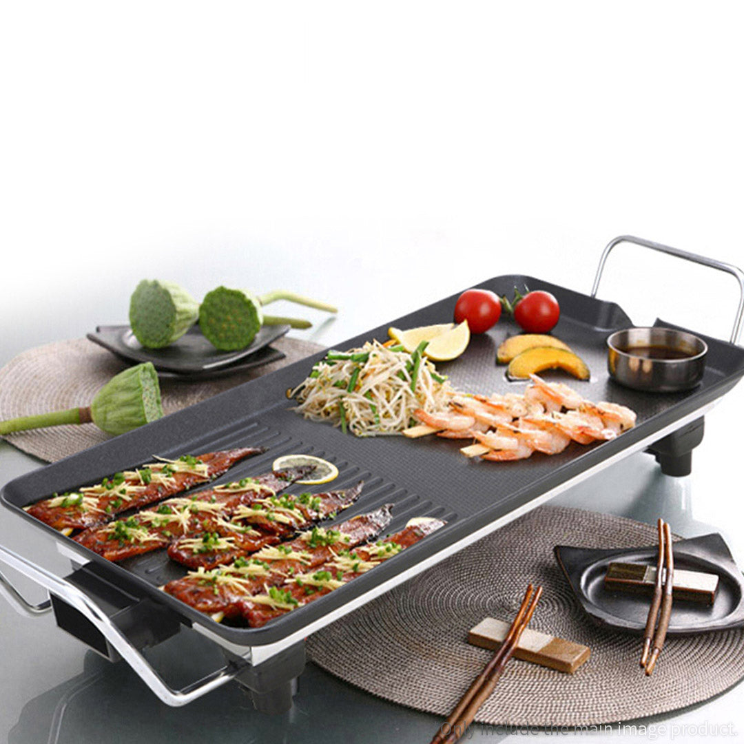 SOGA 48cm Electric BBQ Grill Teppanyaki Tough Non-Stick Surface Hot Plate Kitchen 3-5 Person