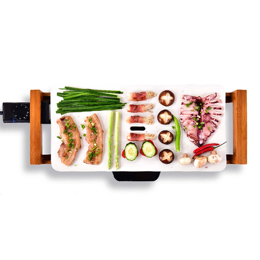 SOGA Electric Ceramic BBQ Grill Non-Stick Surface Hot Plate For Indoor & Outdoor White