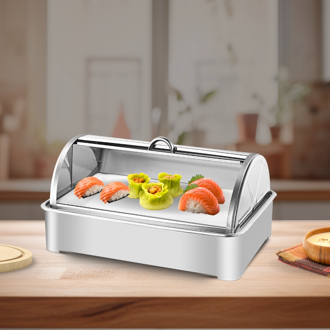 SOGA 59x38.5cm Silver Color Ceramic Serving Bowl Chafing Dish For Kitchen Essential