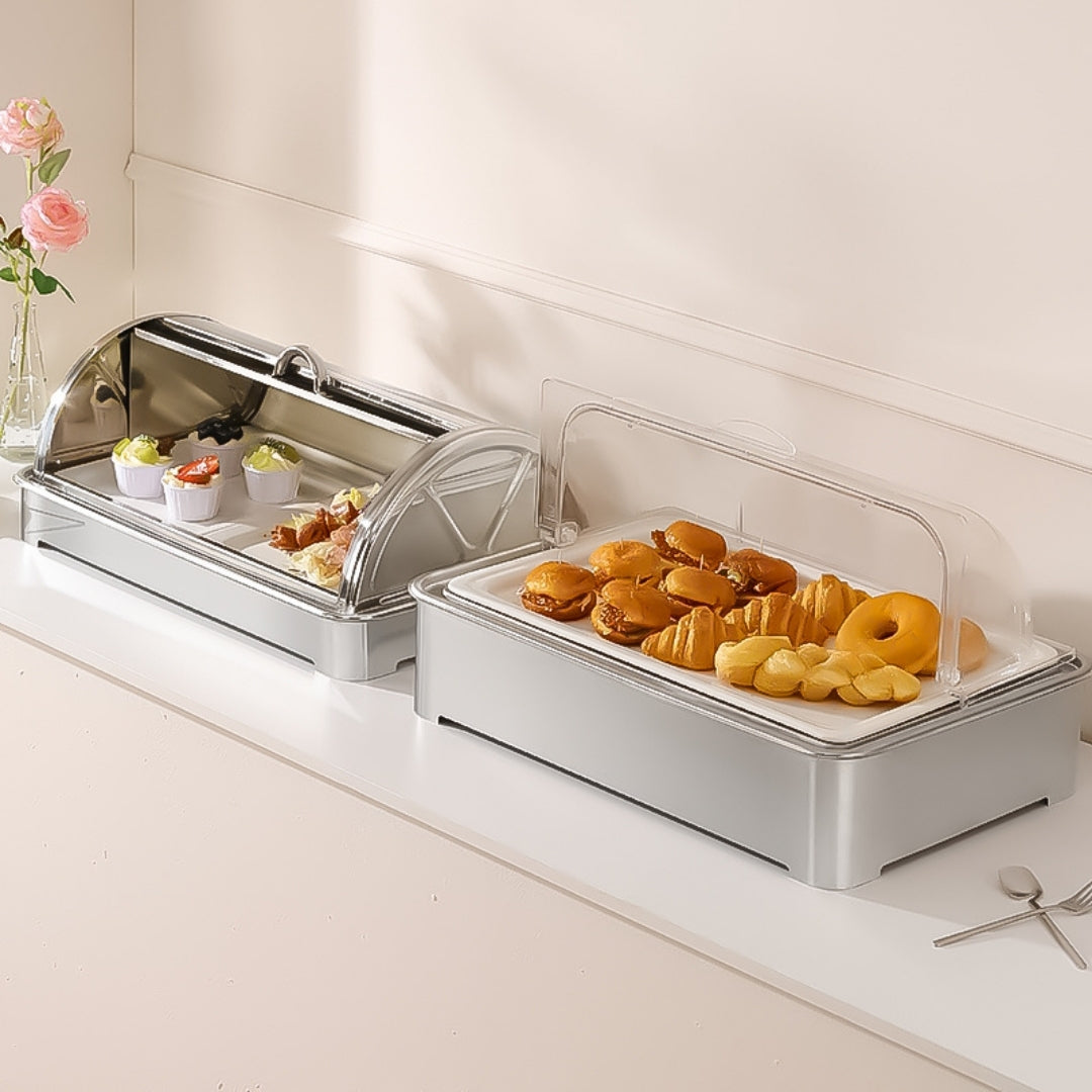 SOGA 59x38.5cm Silver Color Ceramic Serving Bowl Chafing Dish For Kitchen Essential