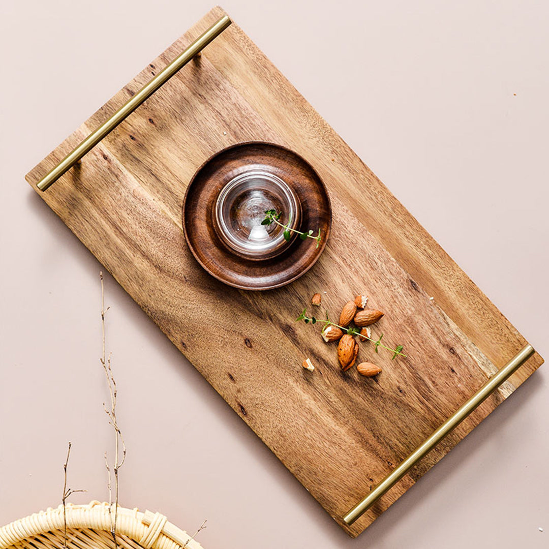 SOGA 39cm Brown Rectangle Wooden Acacia Food Serving Tray Charcuterie Board Home Decor