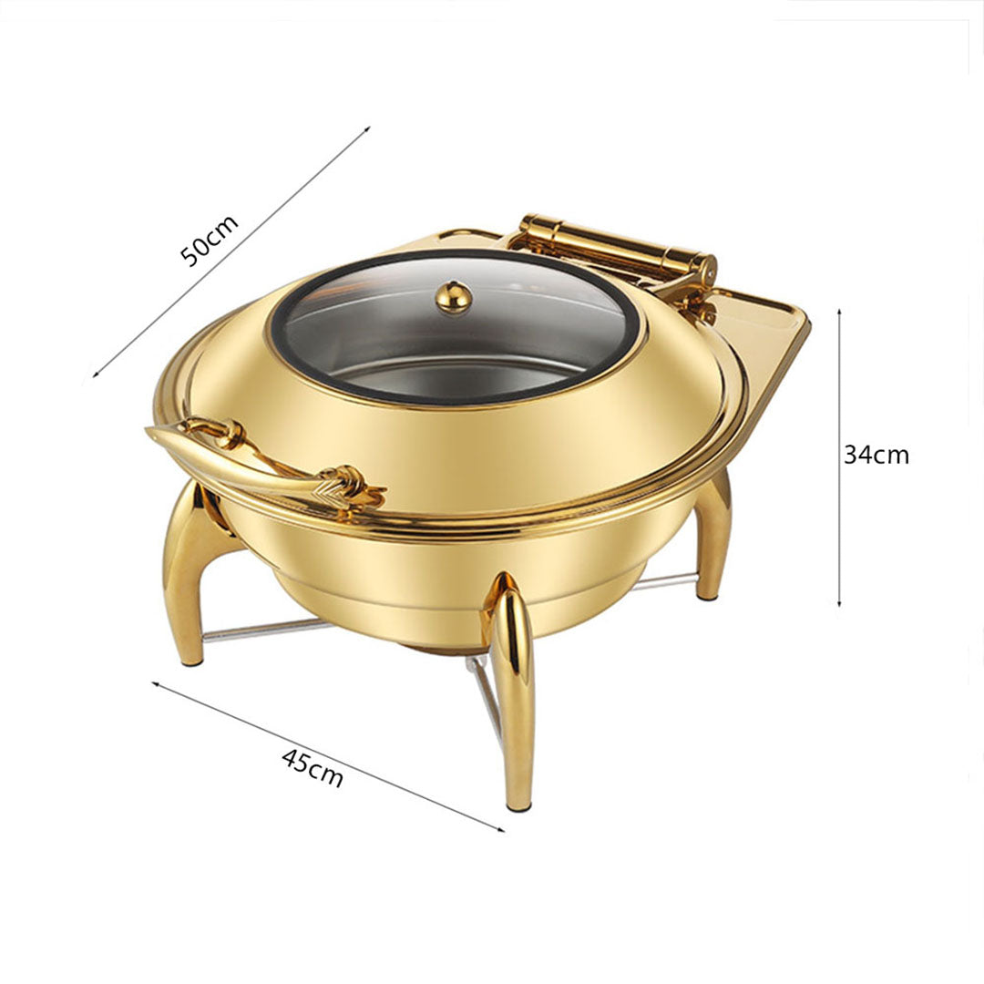 SOGA Gold Plated Stainless Steel Round Chafing Dish Tray Buffet Cater Food Warmer Chafer