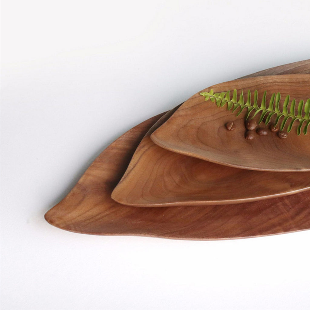SOGA Set Of 2 Walnut Leaf Shape Wooden Tray Food Charcuterie Serving Board Paddle