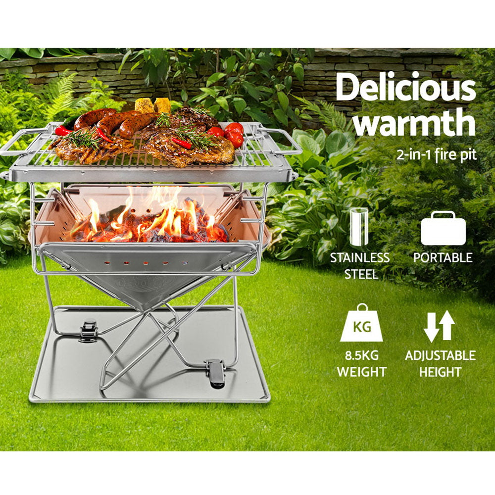 Grillz Fire Pit BBQ Grill With Carry Bag Camping