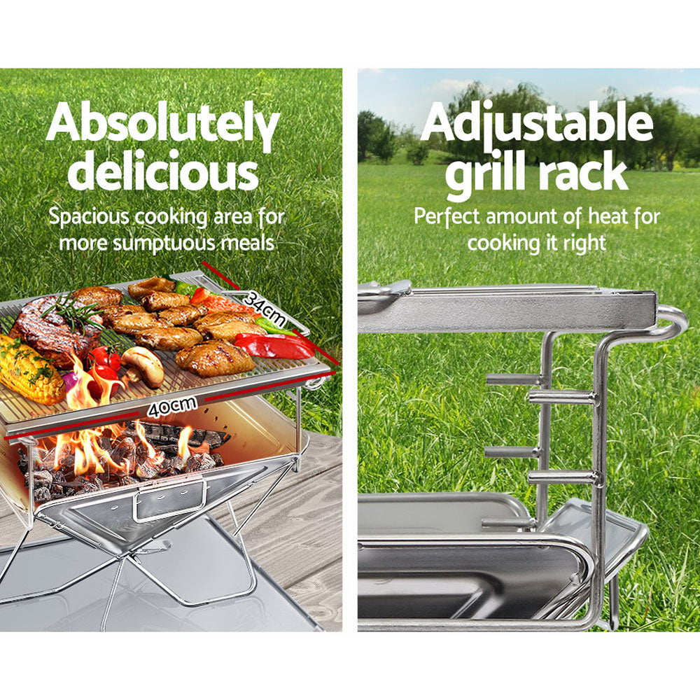 Grillz Fire Pit BBQ Grill With Carry Bag Camping