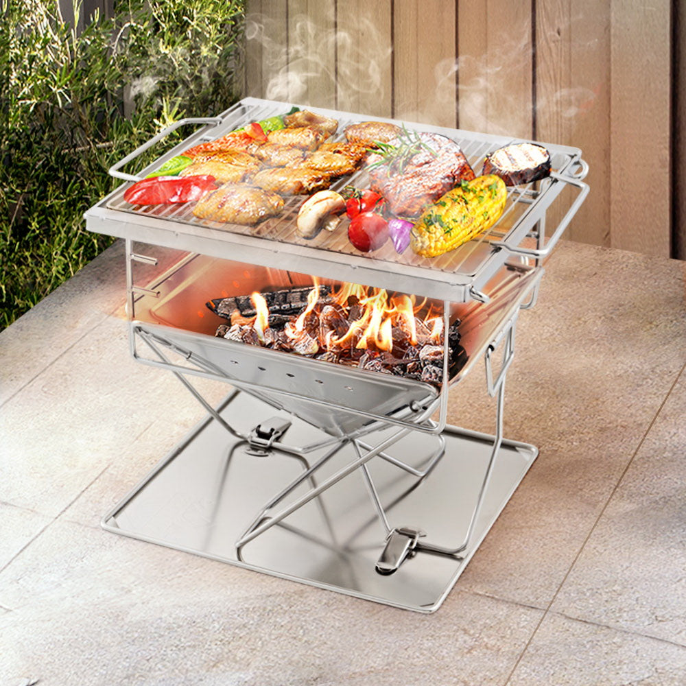 Grillz Fire Pit BBQ Grill With Carry Bag Camping