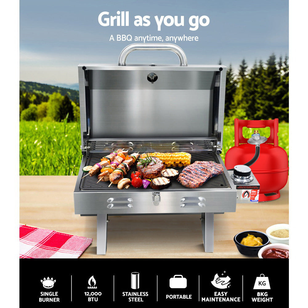 Grillz Portable Gas BBQ Grill With Double Sided Plate