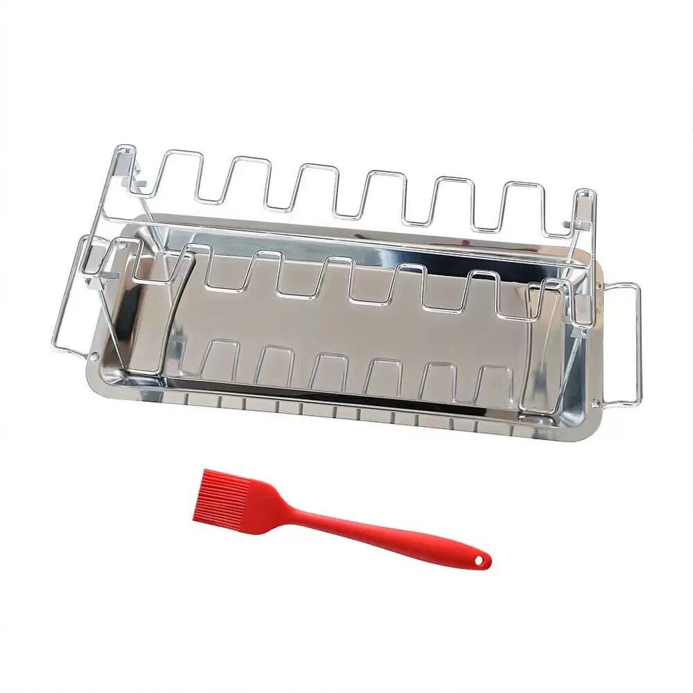 Stainless Steel Chicken Leg And Wing Rack Three-Piece Set: Foldable Standing Grill + Baking