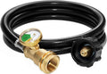 5 Feet Propane Tank Extension Hose With Gauge -Leak Detector Replacement For Gas Grill,