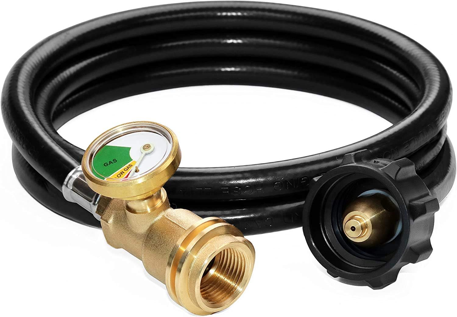 5 Feet Propane Tank Extension Hose With Gauge -Leak Detector Replacement For Gas Grill,