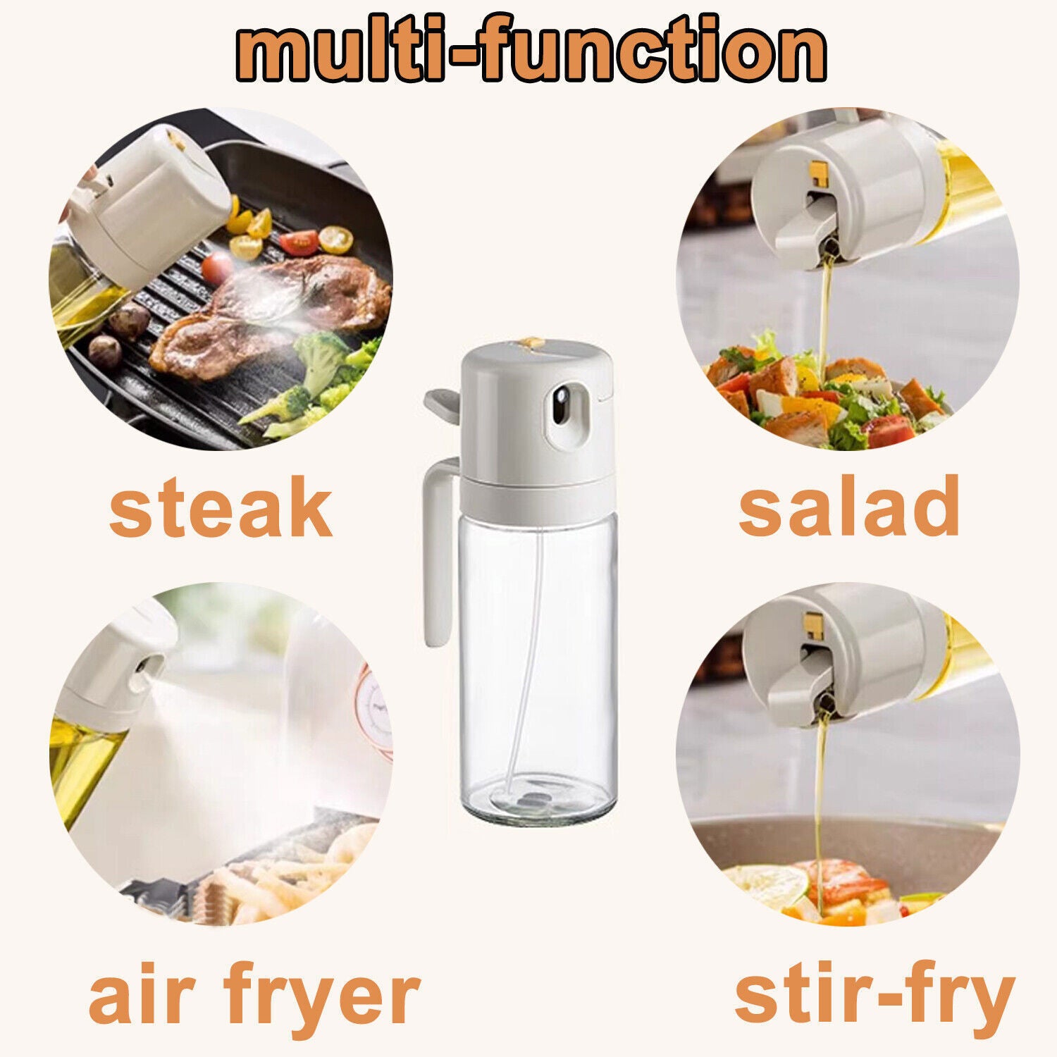 2 In 1 Oil Sprayer Dispenser Spray Bottle Cooking Baking BBQ Kitchen Tools 550ML