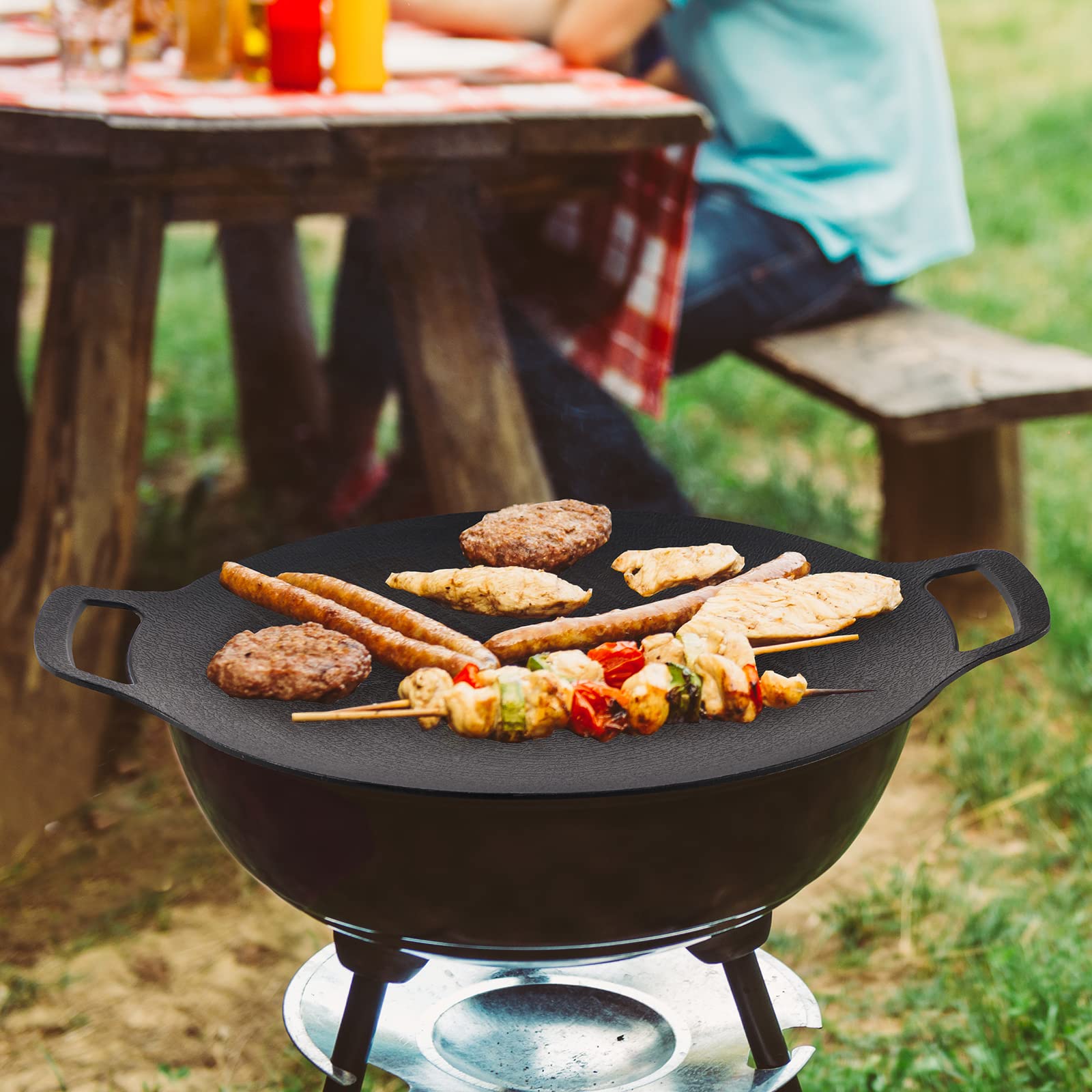 Korean Grill Pan Nonstick 6 Layer 40cm Round BBQ Griddle Indoor Or Outdoor Cooking