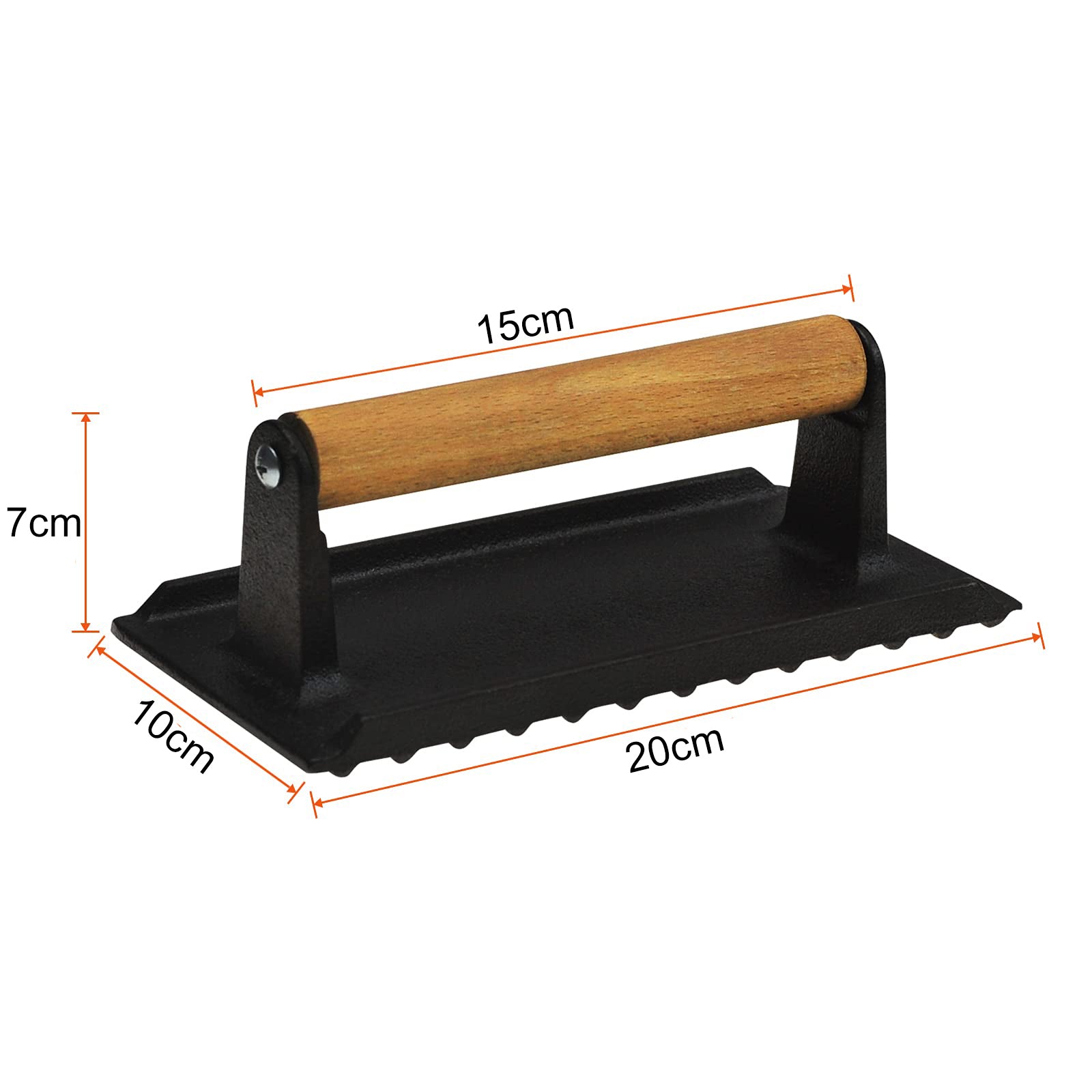 Heavy Duty Round / Rectangle Cast Iron Grill Burger Press Pre-Seasoned Steak Griddle BBQ