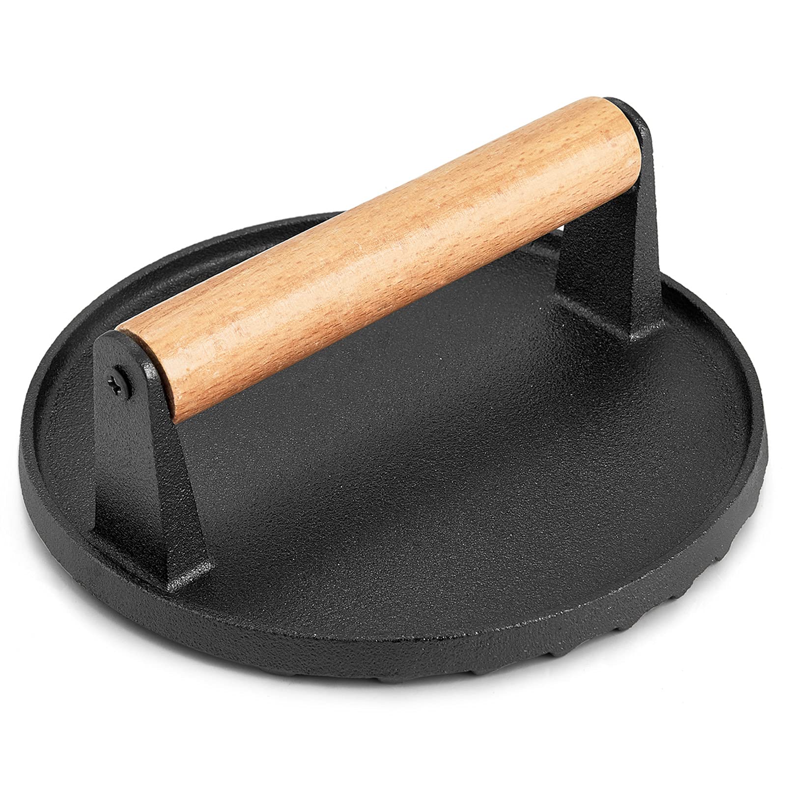 Heavy Duty Round / Rectangle Cast Iron Grill Burger Press Pre-Seasoned Steak Griddle BBQ