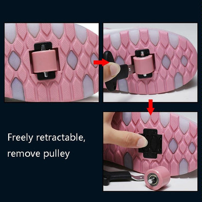 Rechargeable Light Wheel Skating Shoes for Kids - Size 36 Two-wheeled - Pink