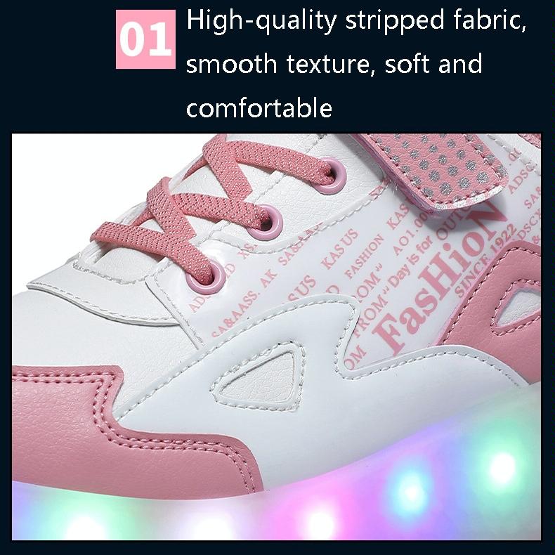 Rechargeable Light Wheel Skating Shoes for Kids - Size 36 Two-wheeled - Blue