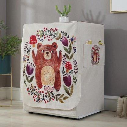 Cartoon Cotton Linen Drum Roller Washing Machine Dust Cover - 83x60x60cm Size - Rabbit