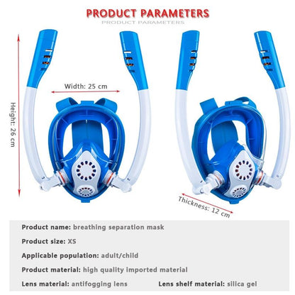 Full Dry Silicone Kids Diving Mask with Double Tubes - White Yellow