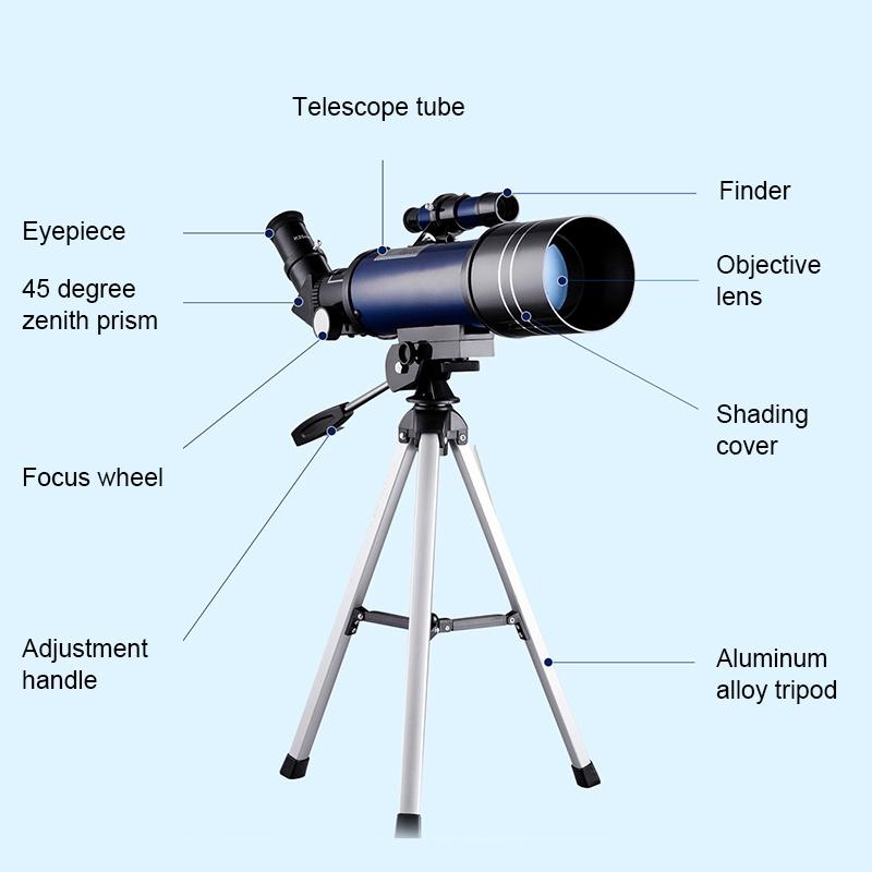 High Definition Astronomical Telescope with Tripod and Phone Clip - White