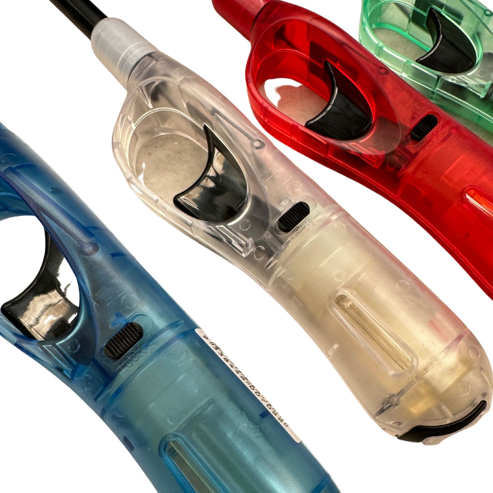 Clear Long Gas Lighter For BBQ Kitchen Cigarette w/ Safety Lock - Assorted Colours