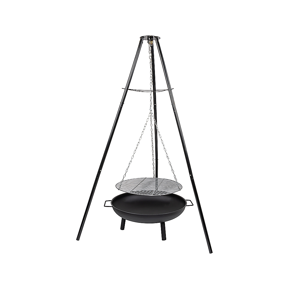 Tripod Garden Fire Pit BBQ — Cast Iron & Steel Round Outdoor Fire Bowl
