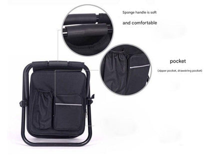 Green Insulated Cooler Backpack Chair - Foldable Stool for Picnics & BBQ
